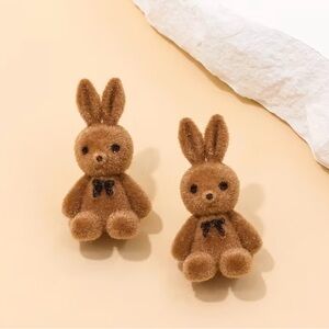 Cute Brown Bunny Plush Earrings